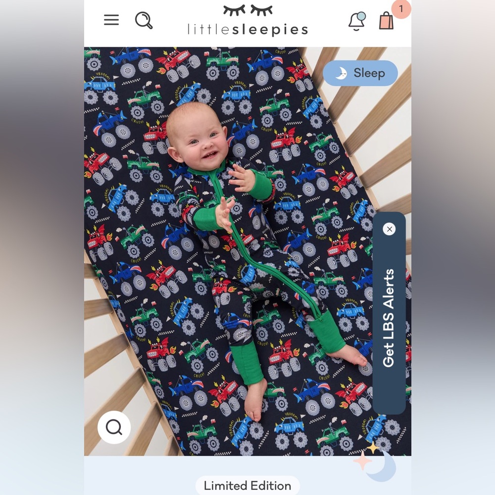 Little Sleepies Monster Truck Madness Fitted Crib Sheet - Limited Edition